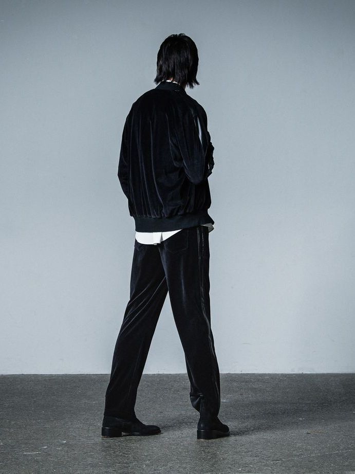 《予約品》 VELOUR SEMI WIDE PT  / ベロアラインワイドパンツ / ブラック