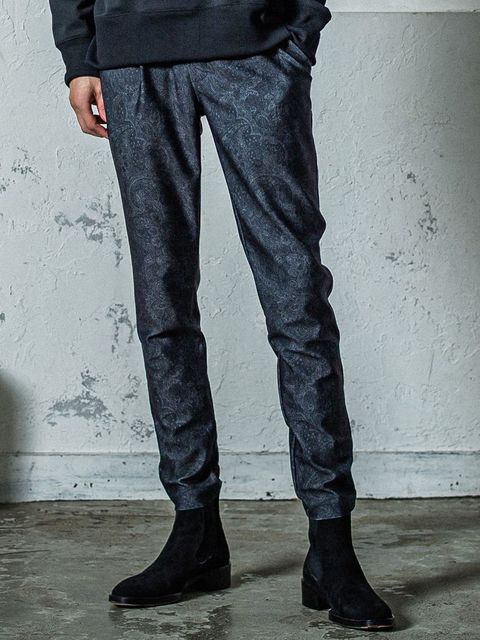 《予約11月17日19時締め》 CHRIS EASY  TUCK PANTS / イージータックパンツ / ペイズリーブラック