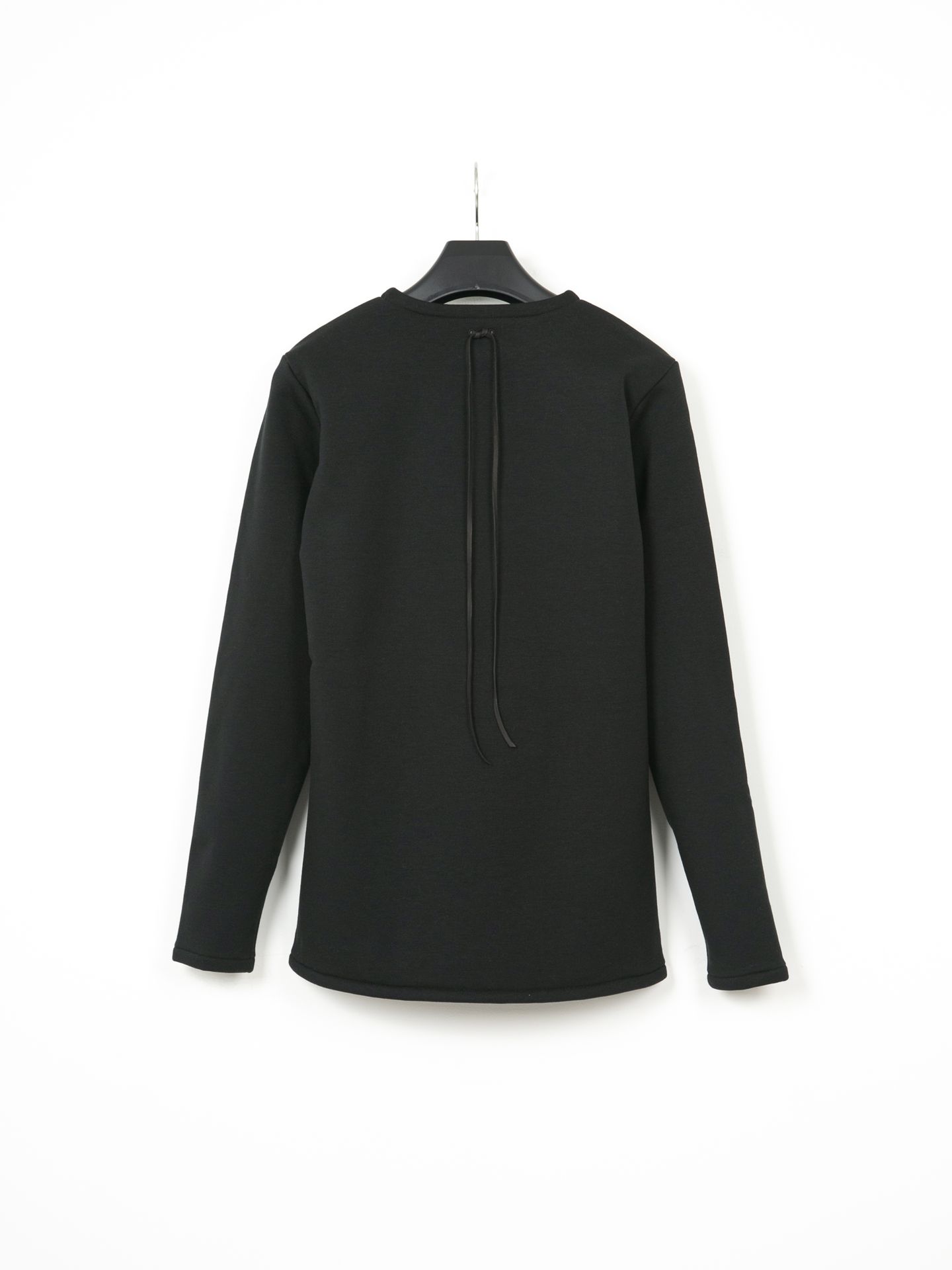 Fleece Lining Jersey L/S Crew Neck T-shirt  / L/S革紐付き クルーネック T シャツ  / ブラック