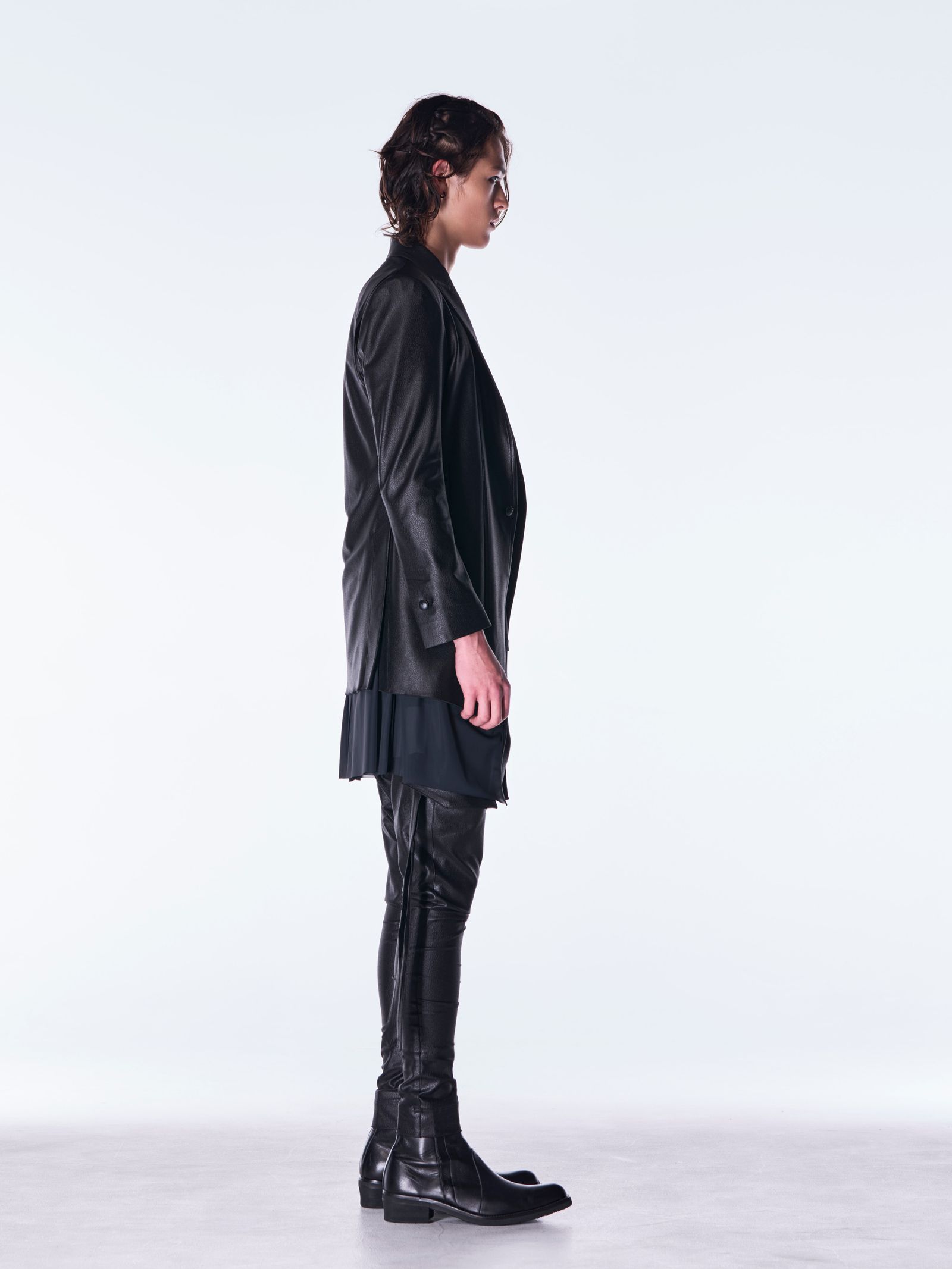 【予約品 6月29日(月) 締切】Emboss Silley Jersey Layerd Jacket / レイヤードジャケット / ブラック