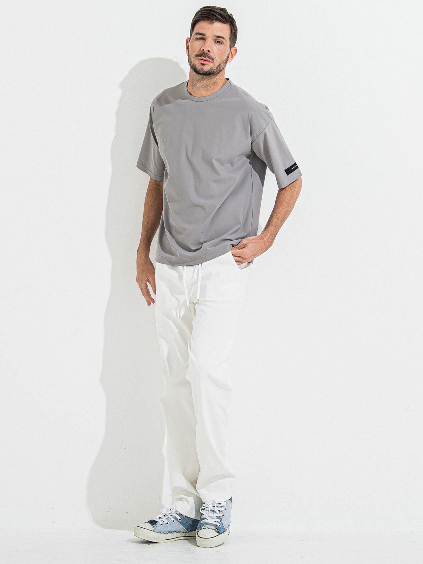 DENIM JERSEY WIDE PT / デニムジャージワイドパンツ / ホワイト