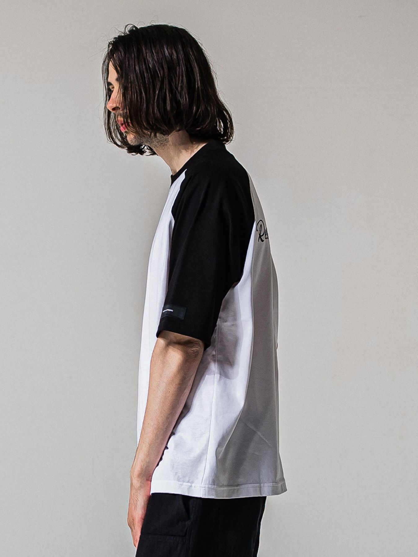 BACK RC RAGLAN OVER TEE / バックロゴ ラグランスリーブ オーバーTシャツ / ホワイト×ブラック