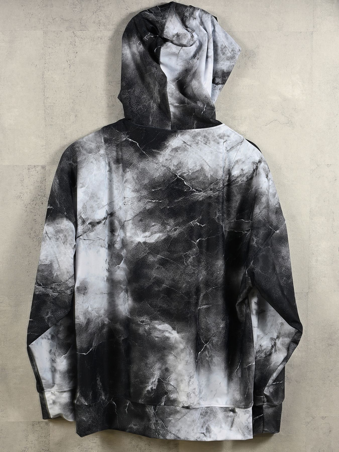 【予約品 】RASH OVER ZIPUP HOODIE / ラッシュガード オーバーサイズジップアップパーカー / マーブルブラック