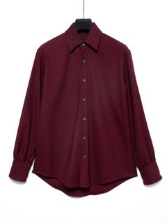 【予約品 4月6日(月) 締切】Washable Wool Rayon Polyester Twill Dress Shirts / ウォッシャブル ウールレーヨンポリ ツイル ドレスシャツ / バーガンディー