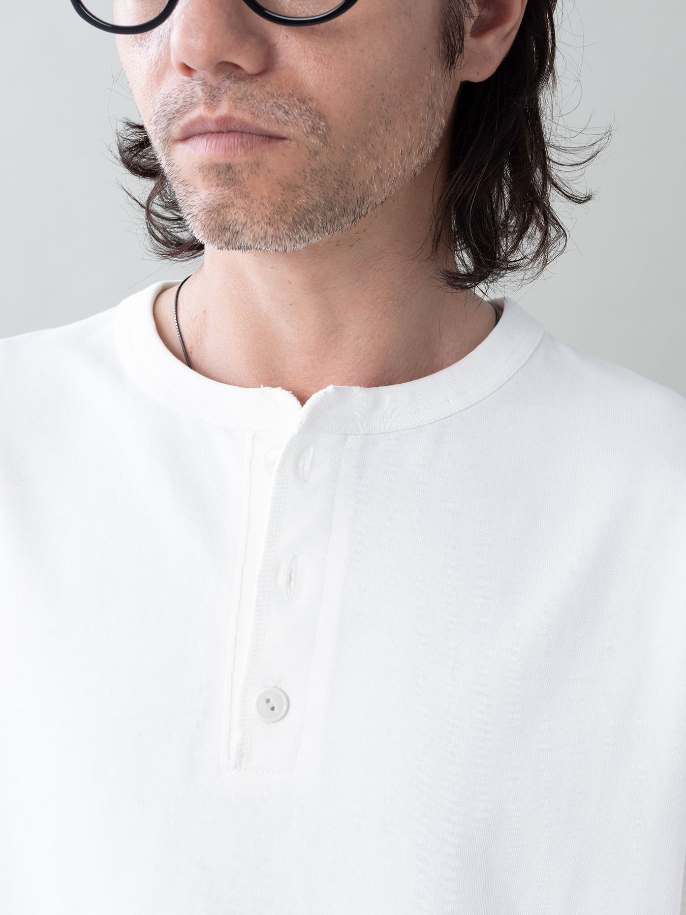 【予約品 5月6日(水) 締切】FLATSEAMME-HENLEY / ヘンリーネックカットソー / ホワイト