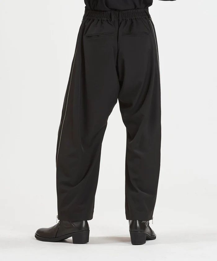 サイドZIPイージーワイドトラウザーズ/ ブラック【NOID.】