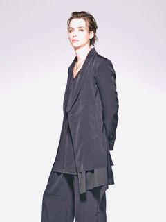 《予約品6/17締め》 LayeredJacket / 裾レイヤードロングジャケット / ブラック