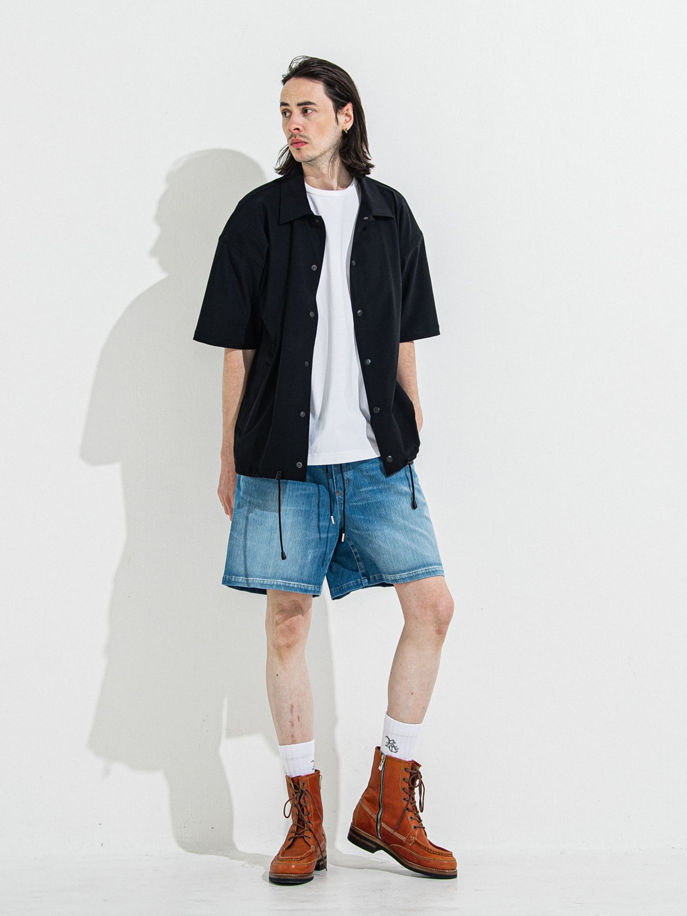 【予約品】NYLON HALF COACH JACKET / ナイロンハーフコーチジャケット / ブラック