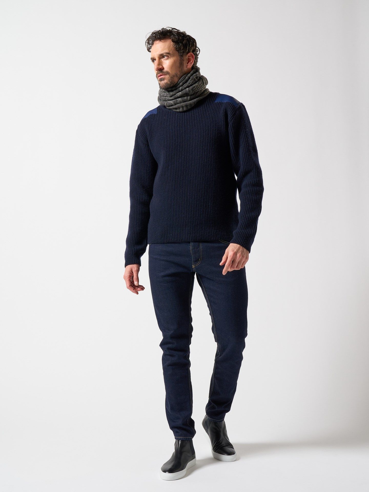 【予約品】 plating cable knit snood / スヌード / グレー