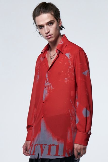 《予約品》 LogoShadowButterflyGC SquareHemShirt / レッド＆グレー 【kiryuyrik】 2023年3月以降入荷予定