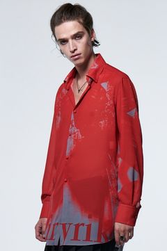 《予約品》 LogoShadowButterflyGC SquareHemShirt / レッド＆グレー 【kiryuyrik】 2023年3月以降入荷予定