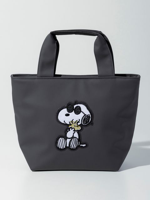 《スヌーピー コラボ》ラインストーン SNOOPY & WOODSTOCK ミニトートバック / グレー【PEANUTS × 1PIU1UGUALE3 RELAX】