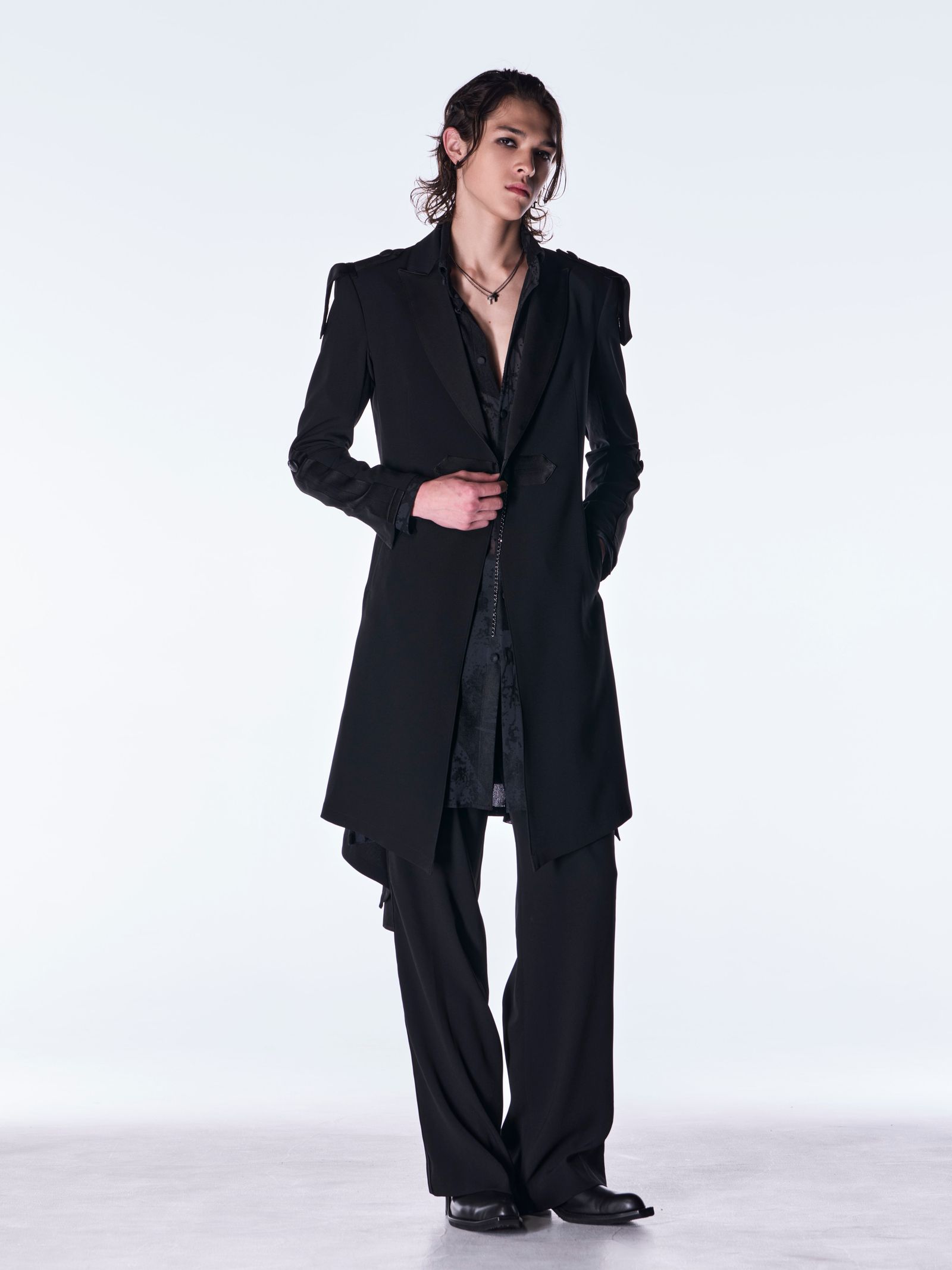 【予約品 6月29日(月) 締切】Back Satin Wide Slacks / ワイドスラックス / ブラック