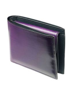 二つ折り財布 イタリア産ベビーカーフ × 国産牛革 PURPLE商品番号 YVP132【 yuhaku】