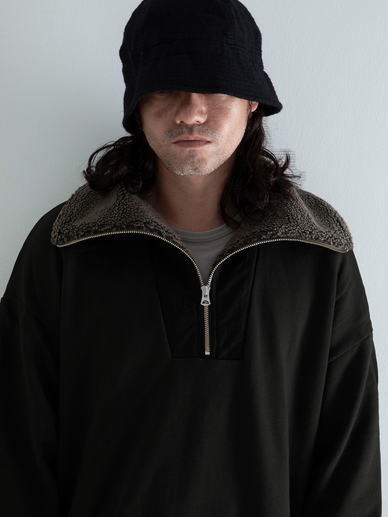 【予約品 】TEXUNION / ボアジップアップ スウェット / ブラック