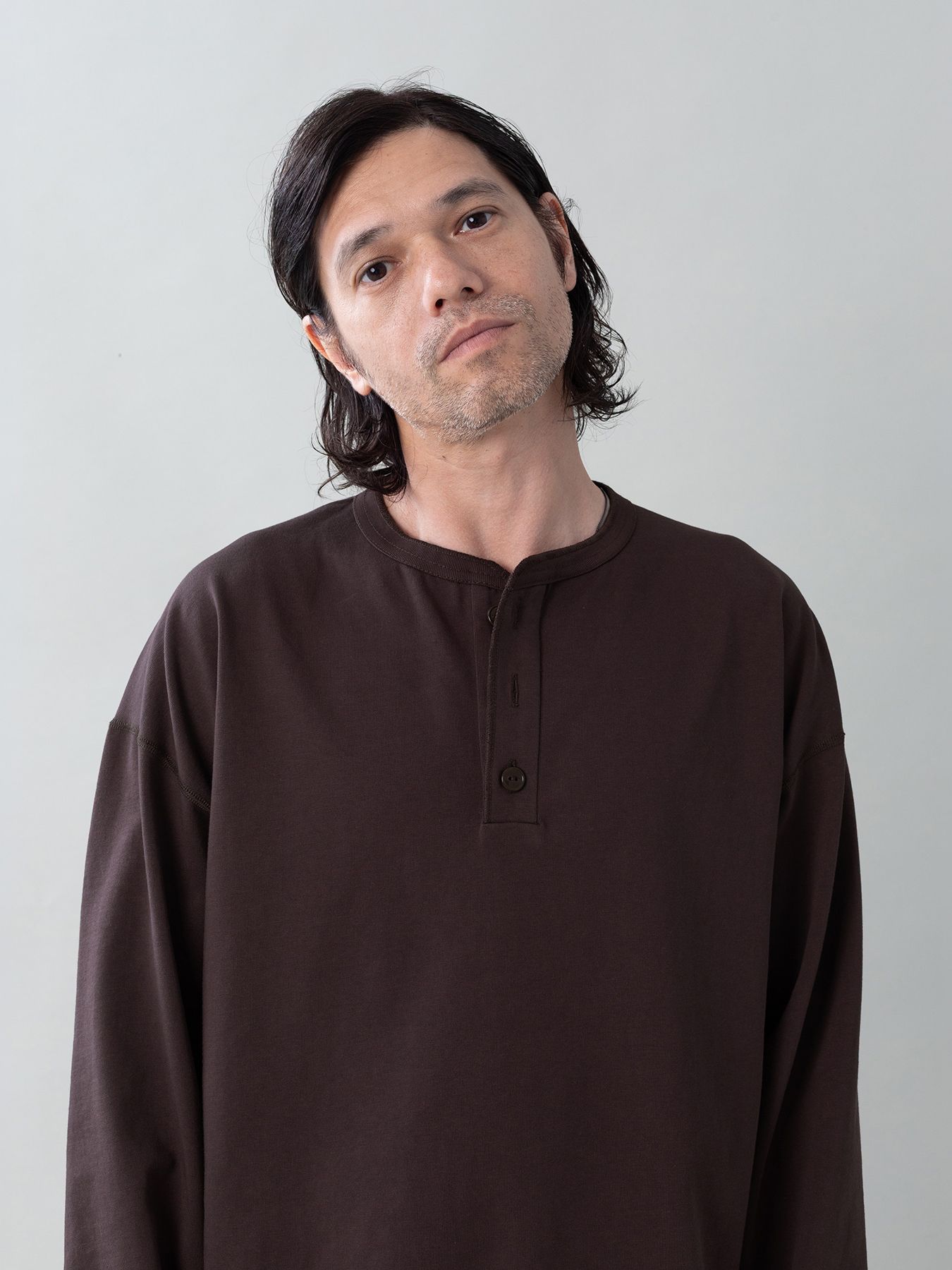 【予約品 5月6日(水) 締切】FLATSEAMME-HENLEY / ヘンリーネックカットソー / パープル