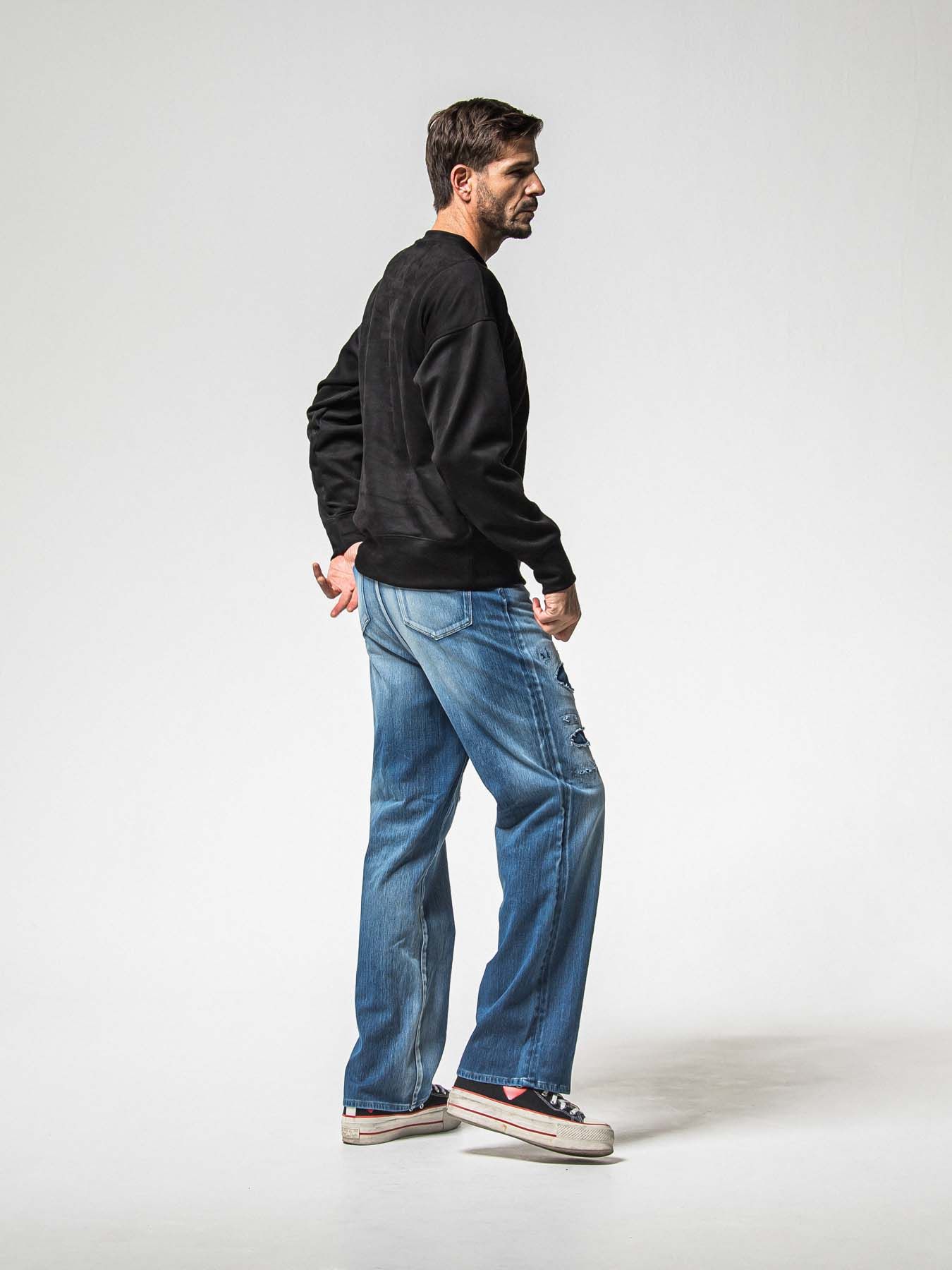 【予約品 8月31日(日) 締切】SUEDE DROP TRAINER / スウェード ドロップショルダートレーナー / ブラック