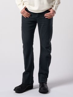 【予約品 4月19日(日) 18時締切】denim jersey 3D banana flare pants / デニムジャージー 3D バナナフレアパンツ / ブラックユーズド