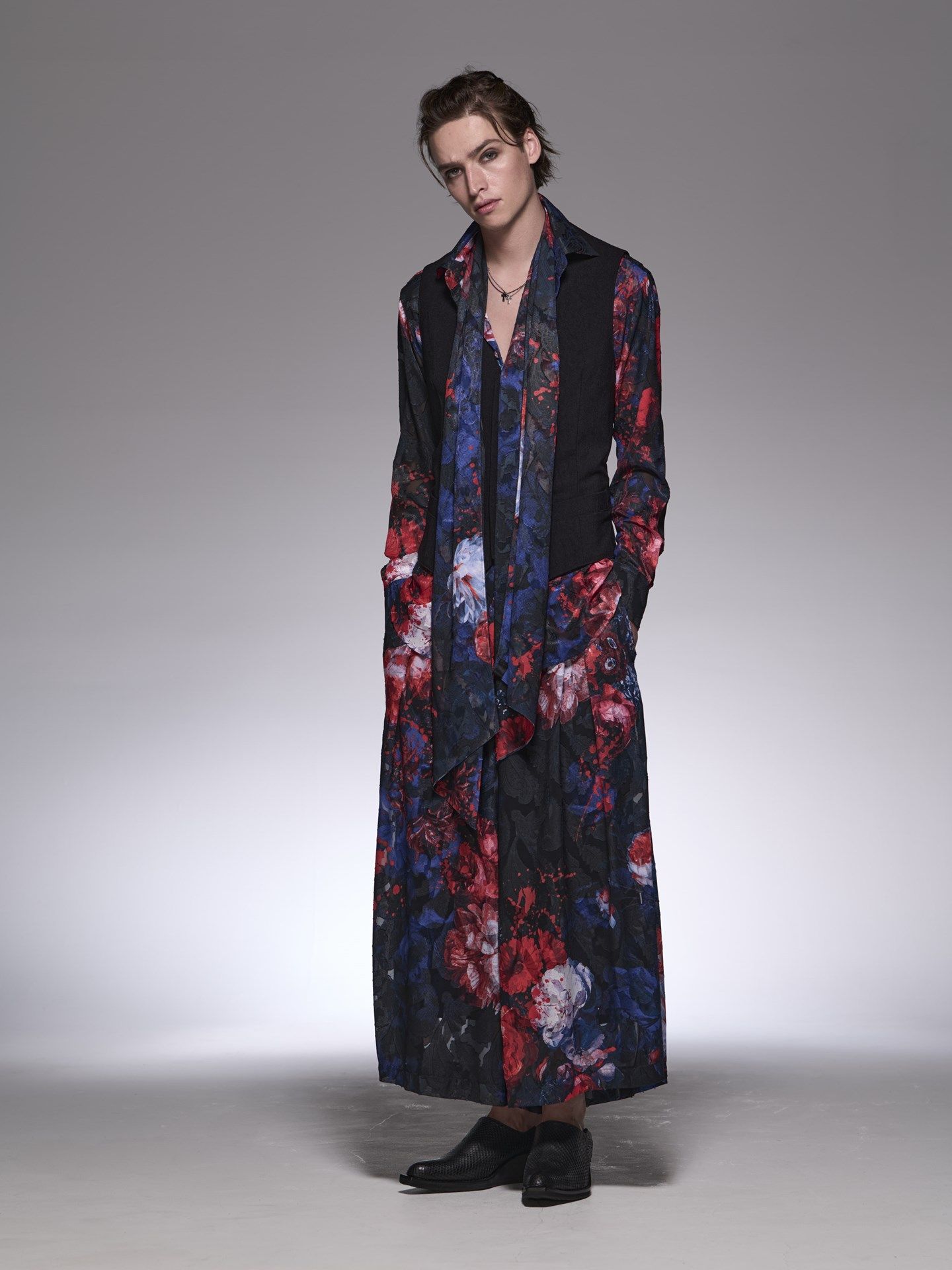 《予約品》 SplashFloraShirt / シャツ / ネイビー＆レッド