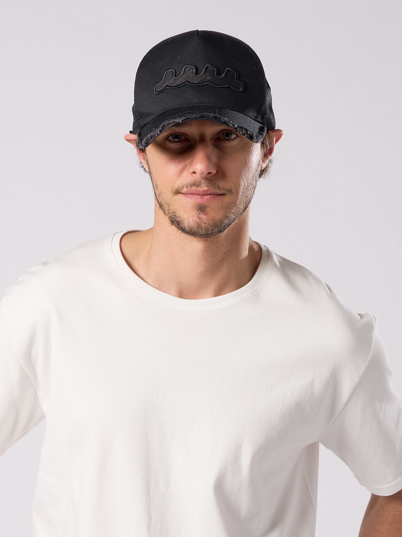 【予約品 1月25日(日) 締切】muta × wjk collection：wave cut-off mesh cap / ウェーブ カットオフ メッシュキャップ / ブラック