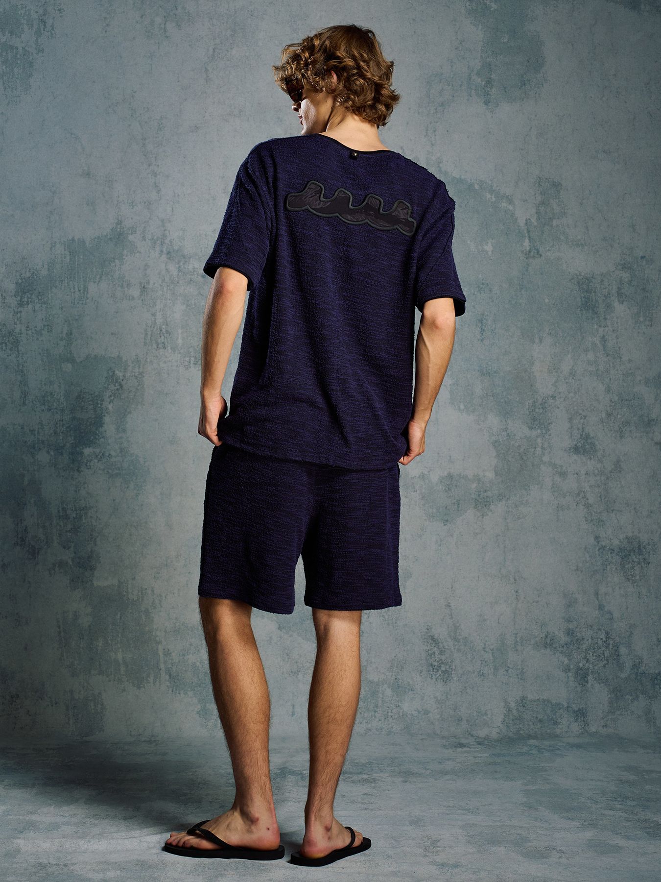 【予約品 1月25日(日) 締切】muta × wjk collection：knit jacquard relax S/S / ニットジャガード リラックスショートスリーブ / ネイビー