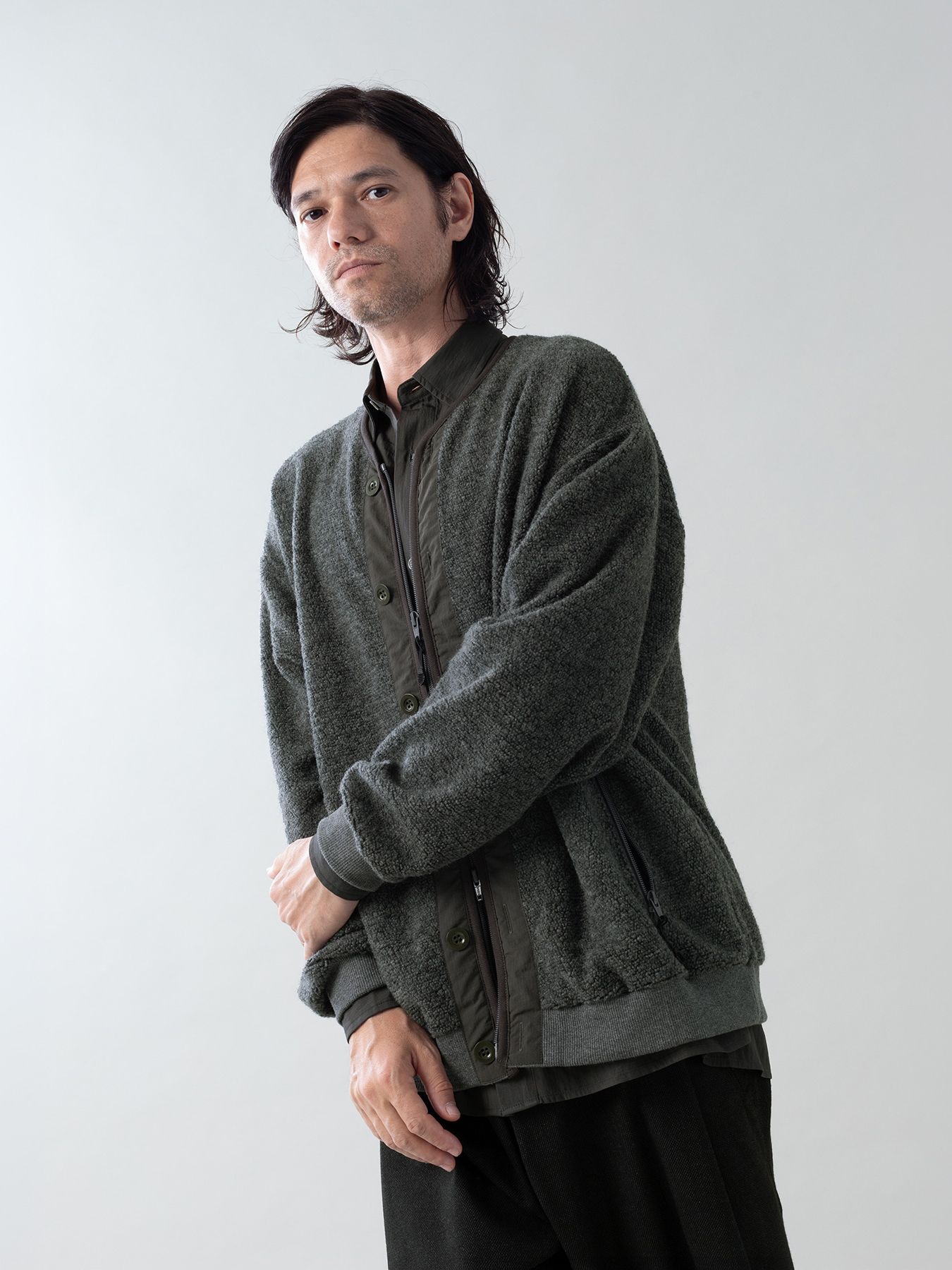 【予約品 5月27日(水) 締切】WOOLBOA-LINERJACKET / ウールボアブルゾン / 杢チャコール
