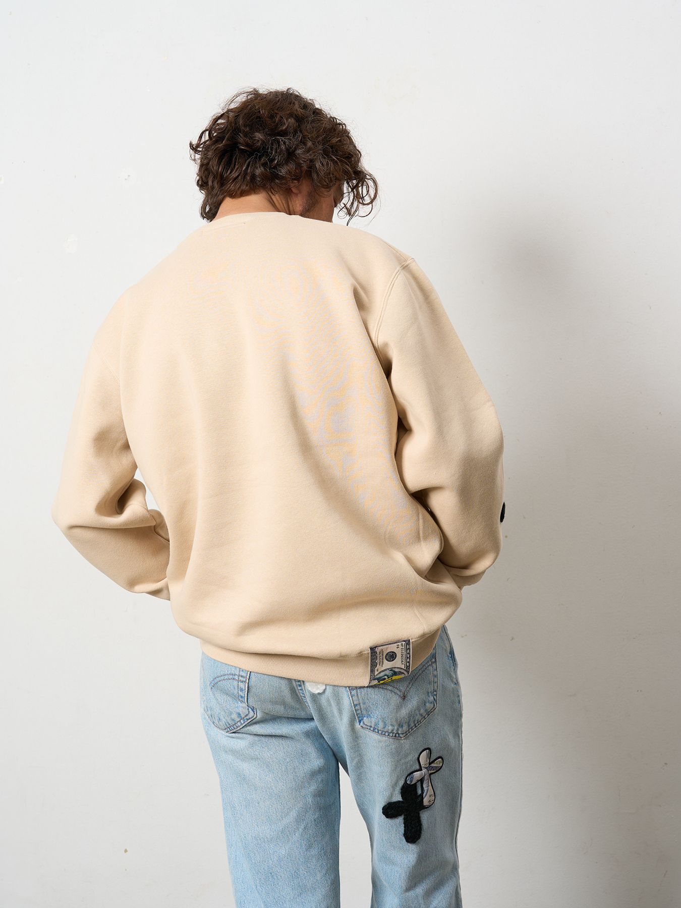 【予約品 5月8日(木) AM10時 締切】 TC裏毛起毛 YOU GOT THIS マルチパッチワークスウェットシャツ / ベージュ
