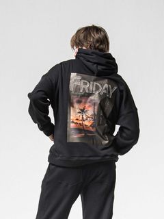 【予約品 8月31日(日) 締切】FRIDAY OLD COVER VEROURS FLEECE HOODIE / FRIDAYコラボ オールドカバー ベロアフリース フーディ / ブラック