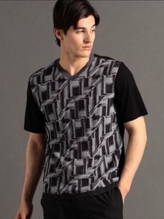 パネルニット VネックTシャツ 【MONSIEUR NICOLE】