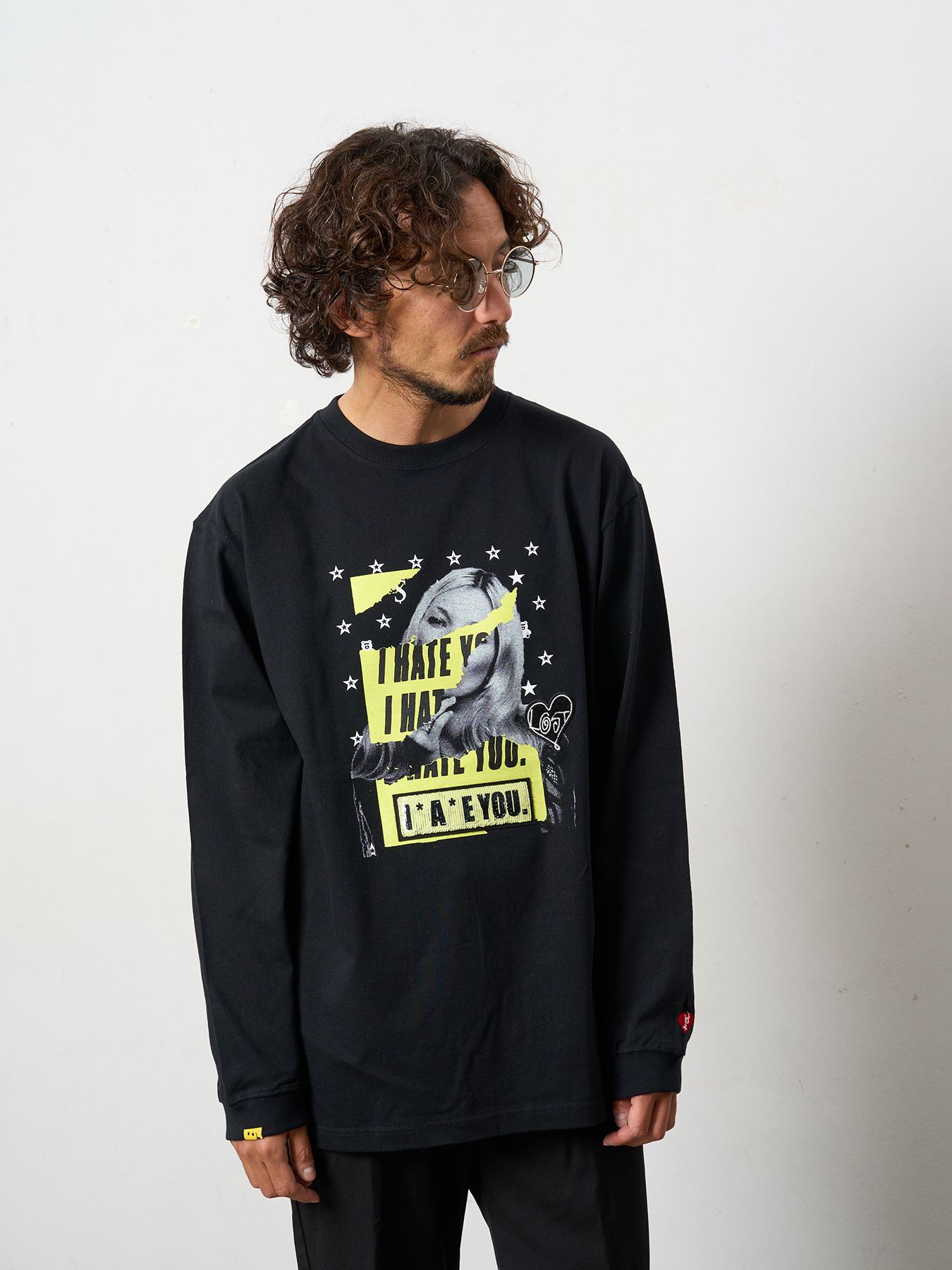 【予約品 5月8日(木) AM10時 締切】 5.6ozコットン天竺 I HATE YOU シークインLS Tシャツ / ブラック