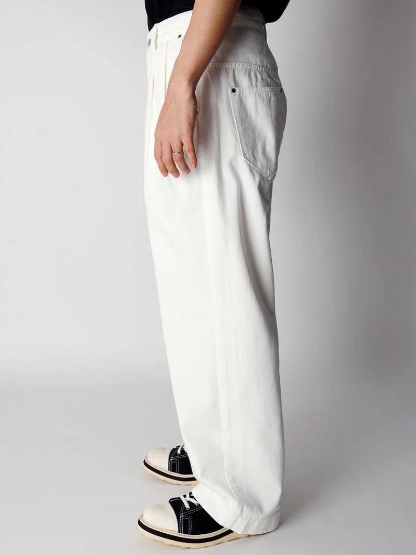 10oz Denim USED Two Tuck Wide Pants / ワイドデニムパンツ / ホワイト 【ys Yuji SUGENO】