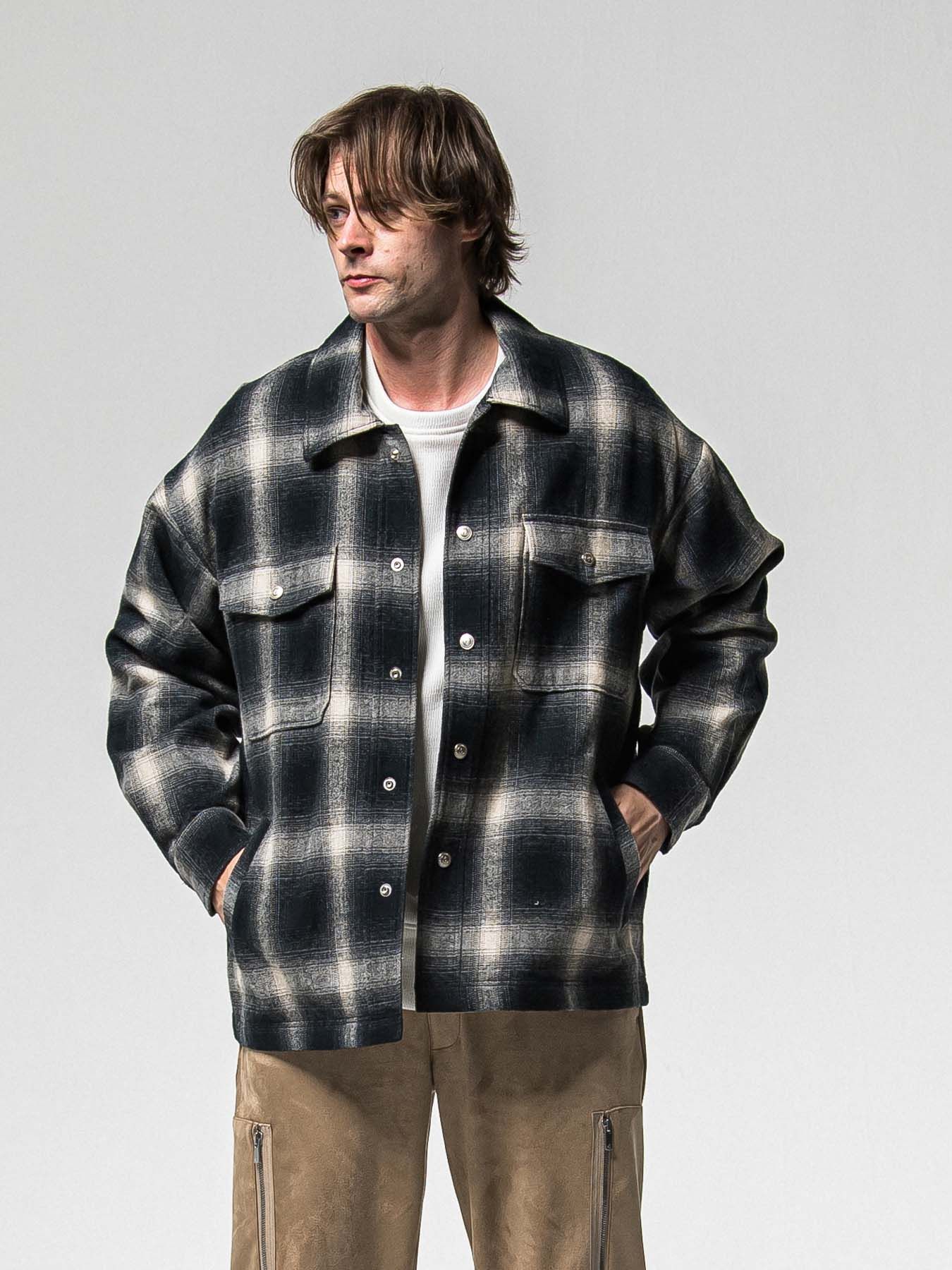【予約品 8月31日(日) 締切】FLANNEL CHECK JK / フランネルチェック ジャケット / ブラック