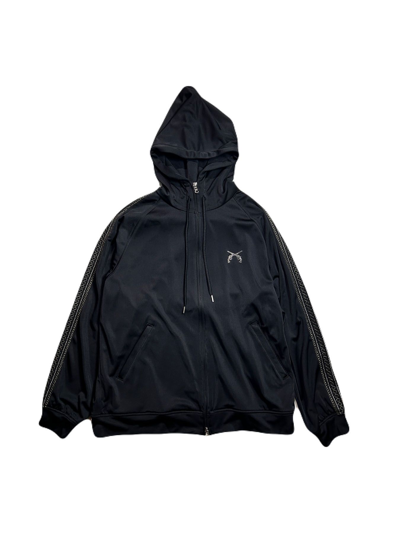 【予約品 8月10日(日) 締切 】SATIN LINE HOODIE A / サテン ラインフーディー / クリスタル ブラック