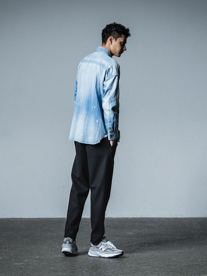 《予約品》 PAT WIDE EASY PANTS  / イージースラックス / ブラック・メルトン