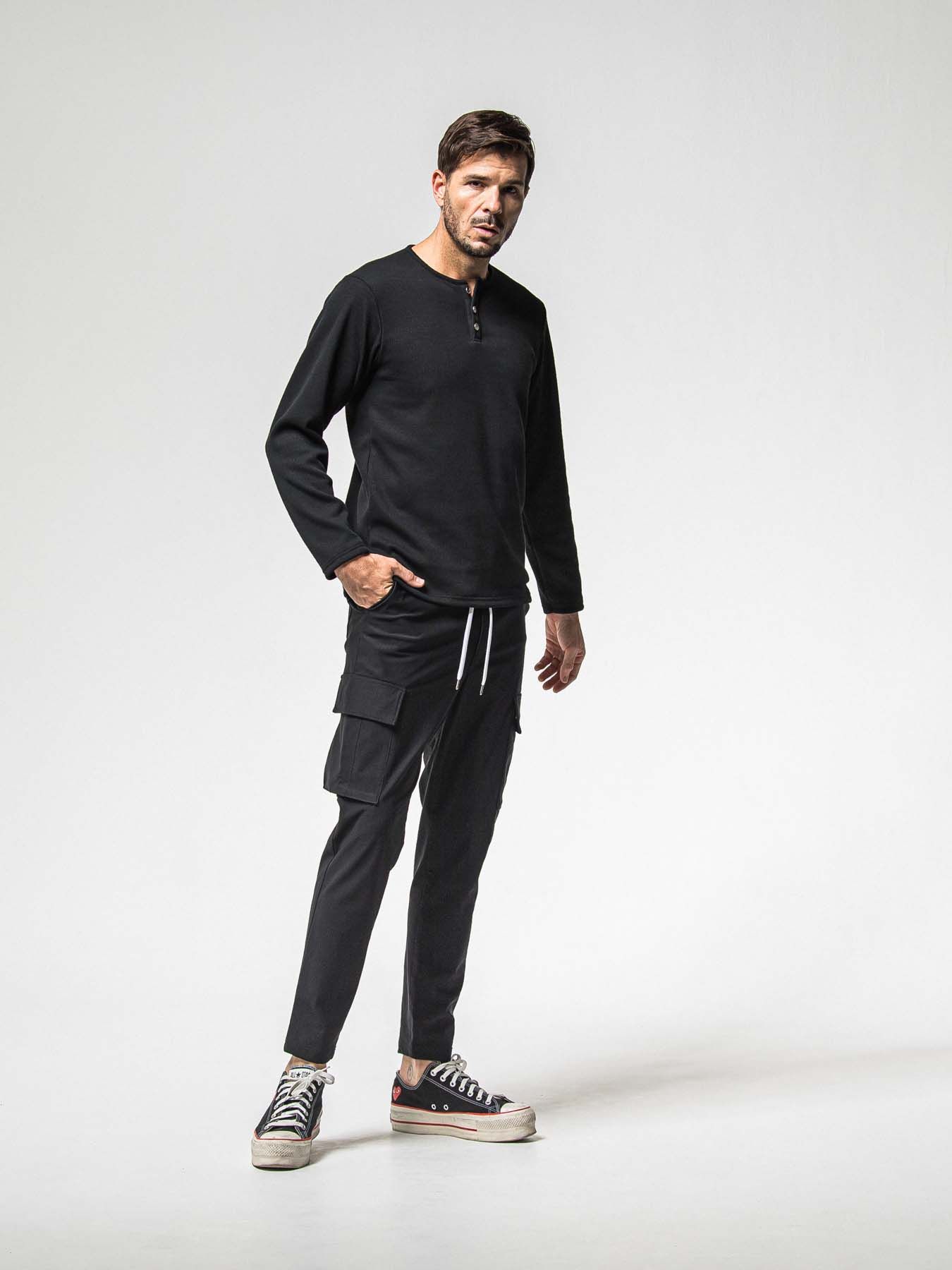 【予約品 8月31日(日) 締切】VELOURS FLEECE THERMAL HENRY / ベロアフリース サーマル ヘンリーネック / ブラック