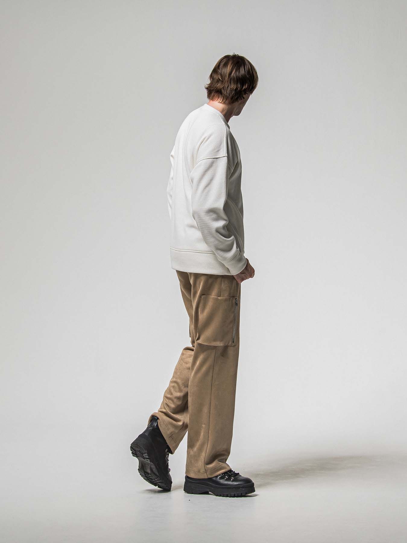 【予約品 8月31日(日) 締切】VELOURS FLEECE THERMAL LOOSE TRAINER / ベロアフリース サーマル ルーズトレーナー / ホワイト