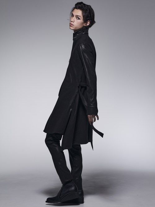 《予約品》 ZippFlareShirt / コーティングジップフレアシャツ / ブラック 【kiryuyrik】 10月以降入荷予定