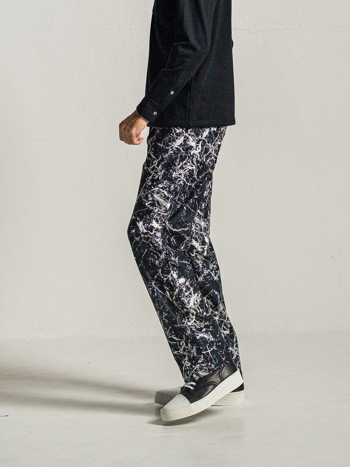 《予約9月1日18時締め》 MELTON WIDE TUCK PANTS  / ワイドタックパンツ / ペイントブラック