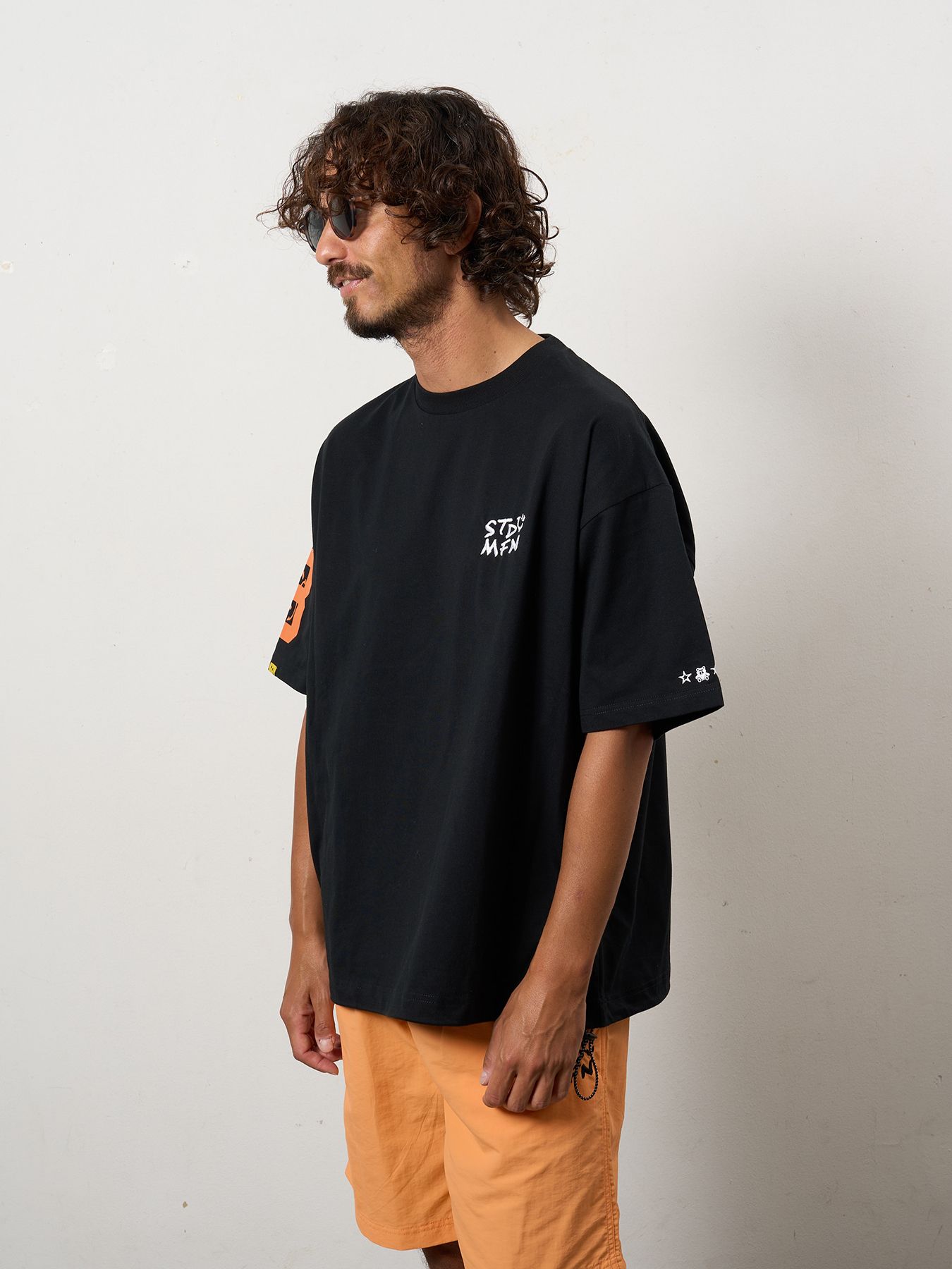 【予約品 10月16日(木) 締切】7ozコットン天竺 8マイル ドローコード ワイドSSTシャツ / ブラック
