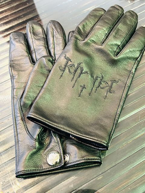 【予約品 】シープレザーDot Button Glove / ドットボタングローブ / ブラック スマホ対応