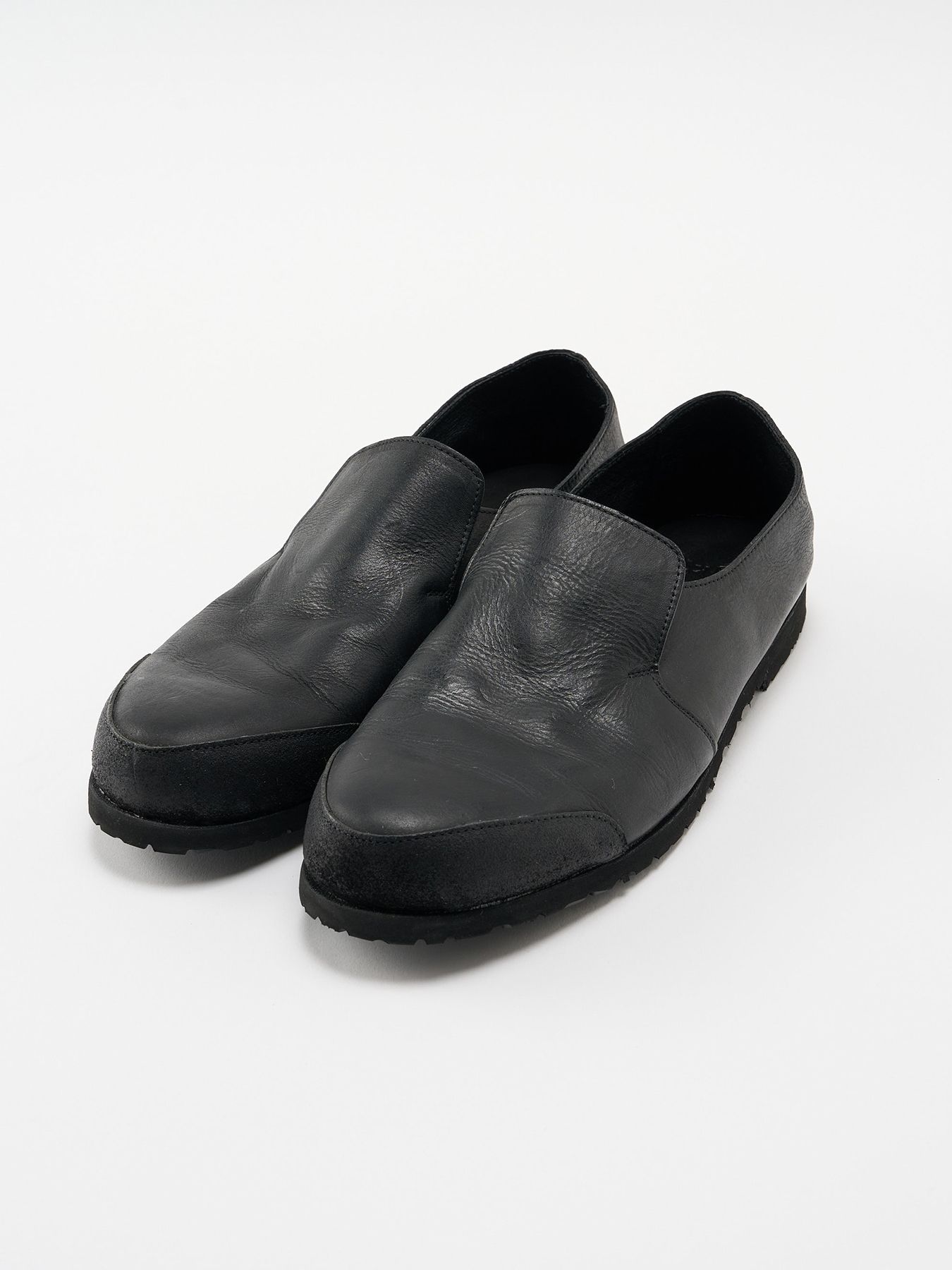 【予約品 4月19日(日) 18時締切】combination slip-on shoes / カーフレザー コンビネーション スリッポン シューズ / ブラック