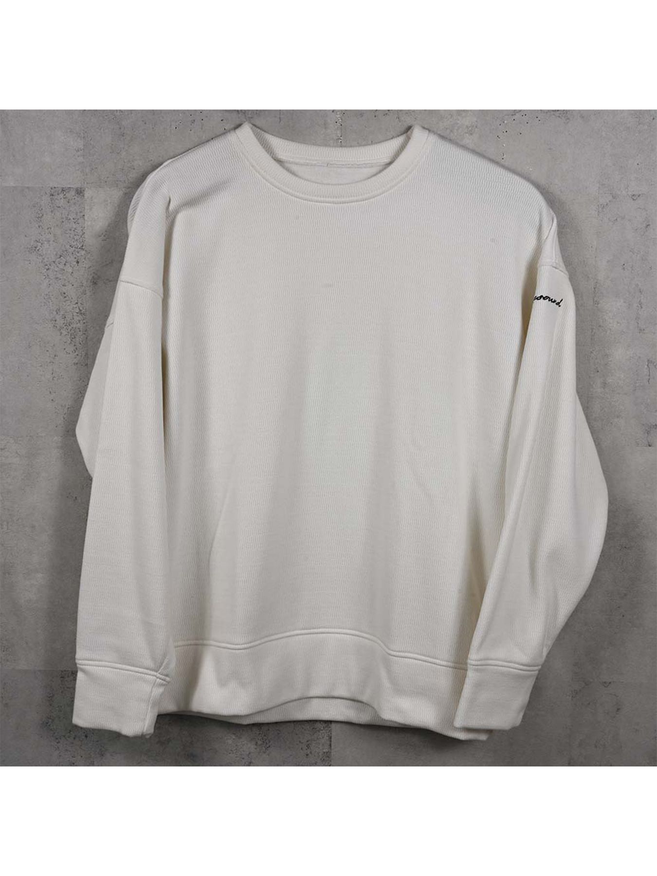 【予約品 9月6日(日) 締切】VELOURS FLEECE THERMAL LOOSE TRAINER / 裏起毛 ハニカムサーマル ルーズトレーナー / ホワイト
