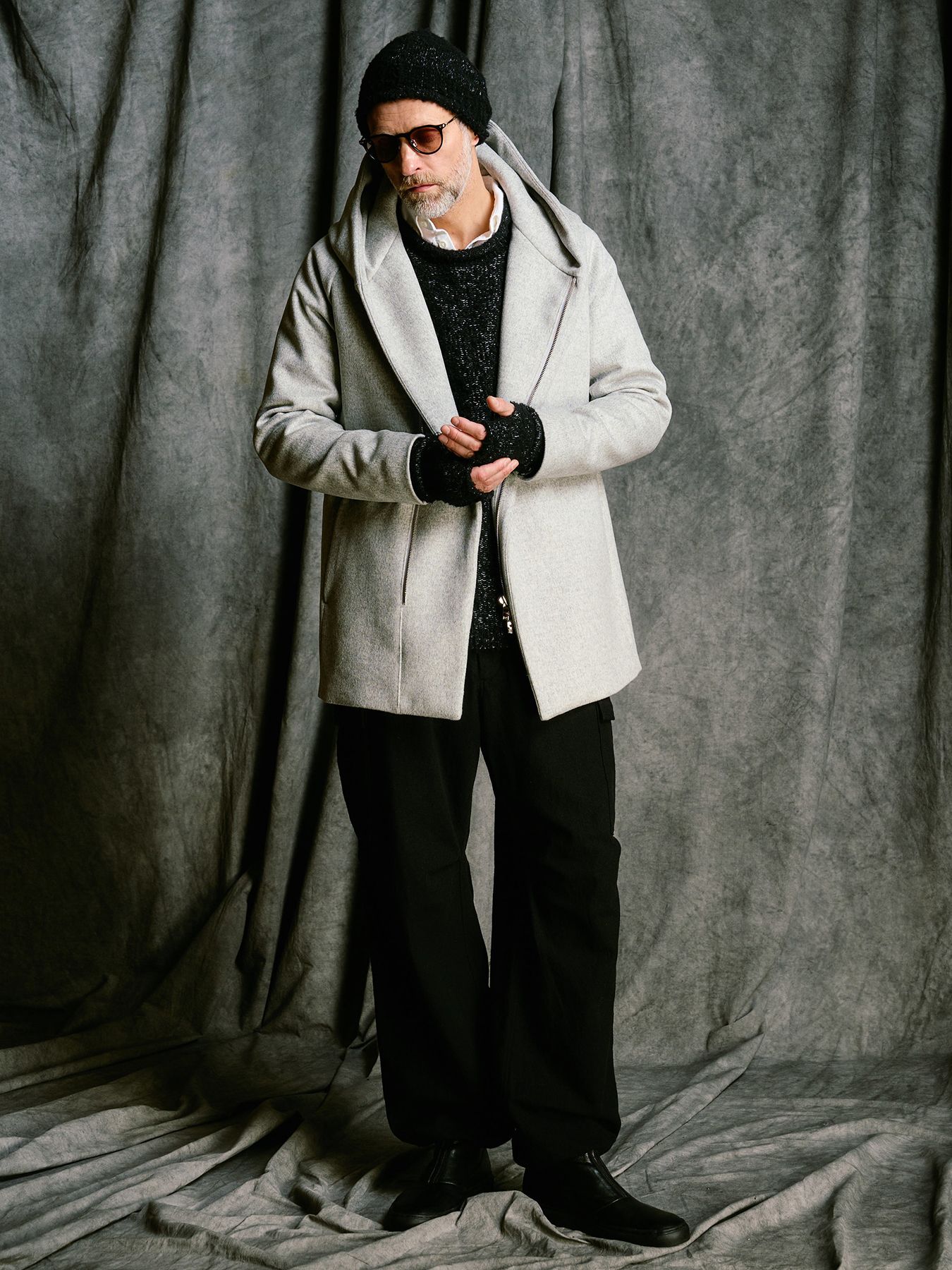 【予約品 4月19日(日) 18時締切】fancy yarn roll beanie / バルーン型ニットキャップ / ブラック