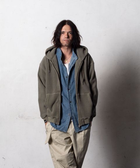 【予約品10月20日(日）締め】 WARBBLE / ヘビーオンスワッフル生地 パーカー / オリーブドラブ