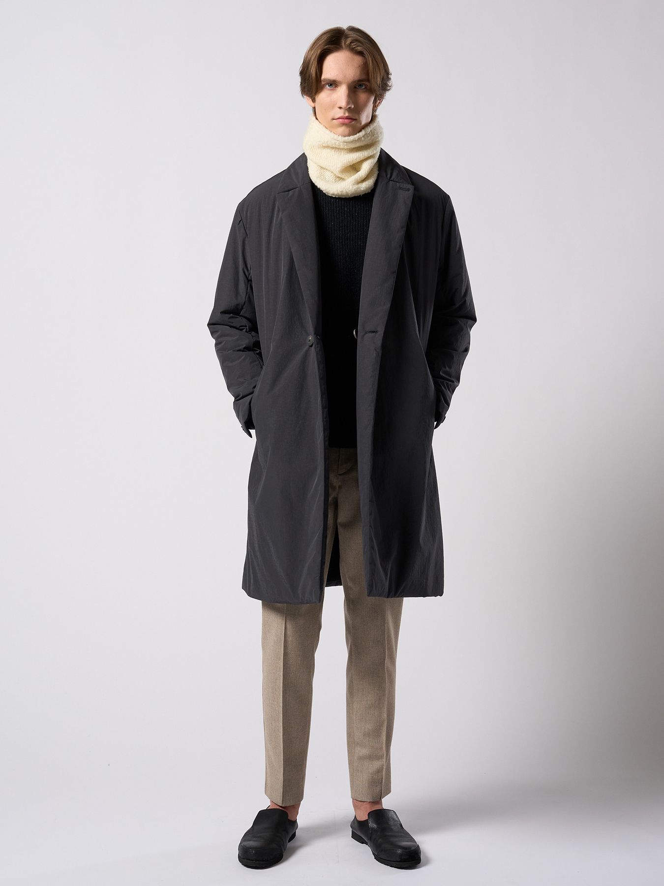 【予約品 4月19日(日) 18時締切】fancy yarn knit snood / ニットスヌード / チャコール