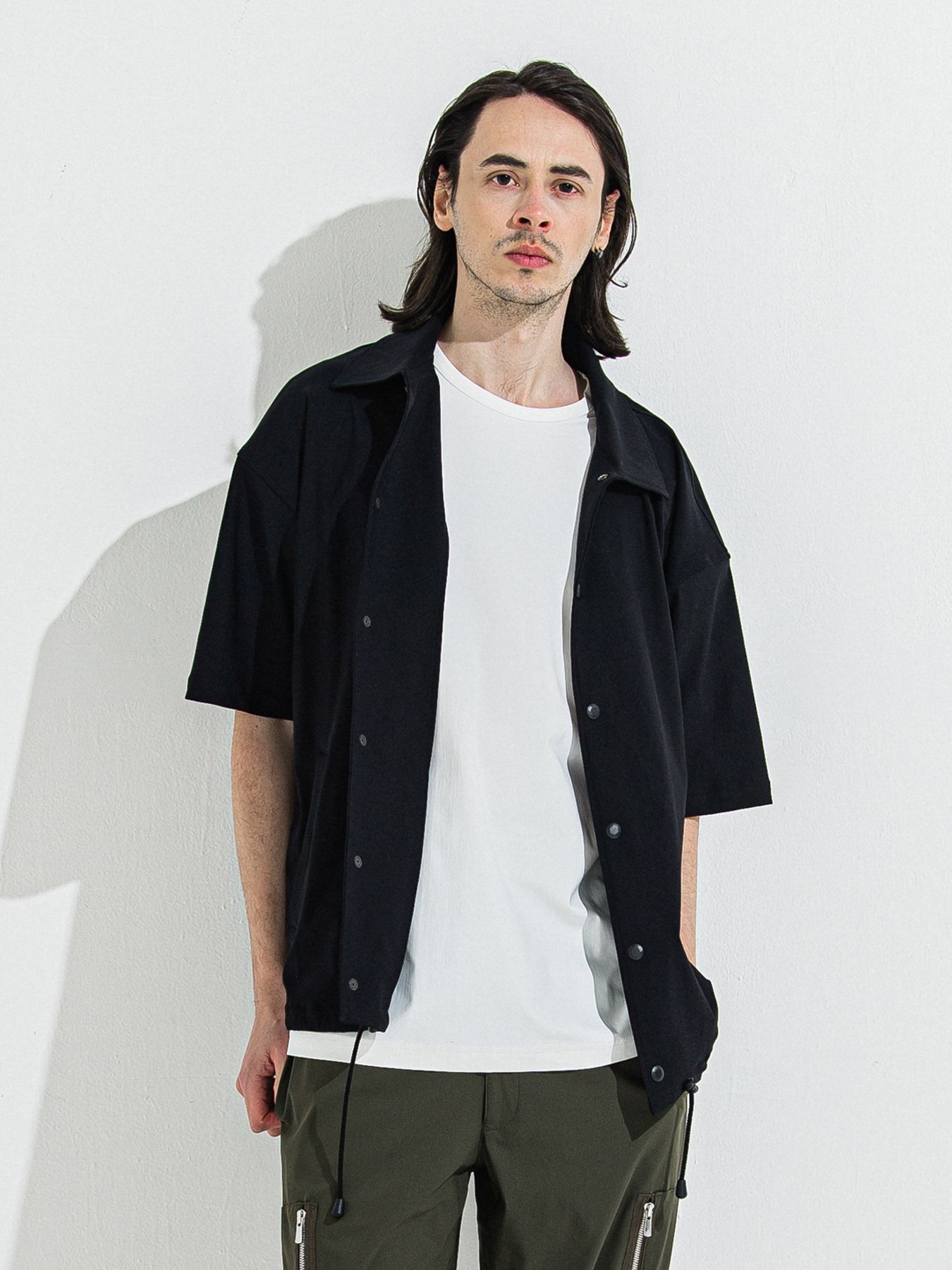 【予約品】NYLON HALF COACH JACKET / ナイロンハーフコーチジャケット / ブラック