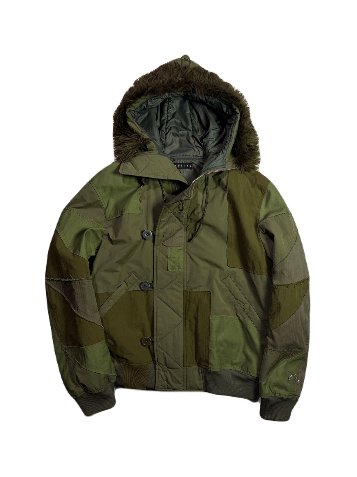 【予約品 3月9日(月) 18:00 締切】PATCHWORK N-2B / パッチワーク N2Bフライトジャケット  スワロフスキークロスガン/ カーキ