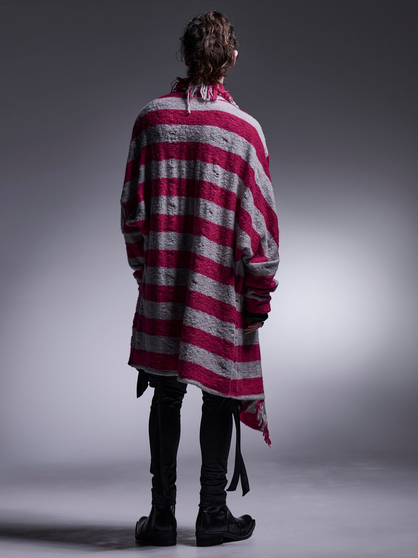 【予約品 7月13日(日) 締切】Dolman Fringe Cardigan / ドルマンフリンジカーディガン / ピンク&グレー