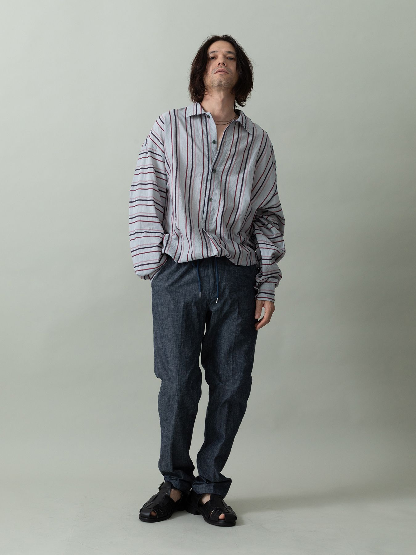 【予約品 2月1日(日) 締切】BORDERPULLOVER / オーバーサイズ プルオーバーシャツ / グレー