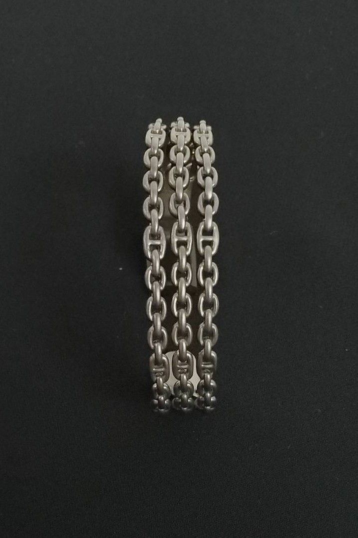 MARINA TRIPLE CHAIN BANGLE / SV925.MATTE BK